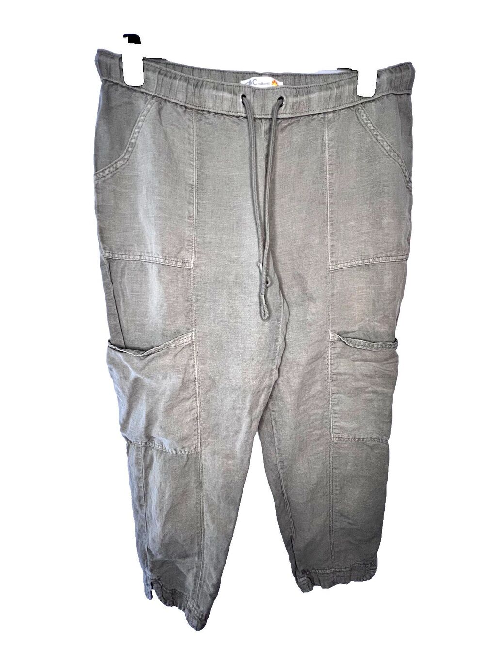 C&C California Gray Drawstring Soft Linen Cargo Joggers Size Large